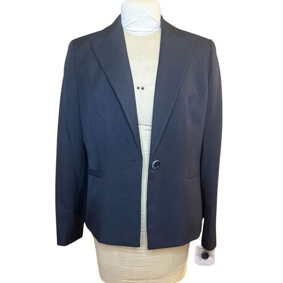 NWT Kasper Single Button Blazer Sz. 12 Navy Blue Office, Professional - Picture 2 of 12